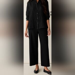 Eileen Fisher Washable Stretch Wide-Leg Pants  Size Medium Black